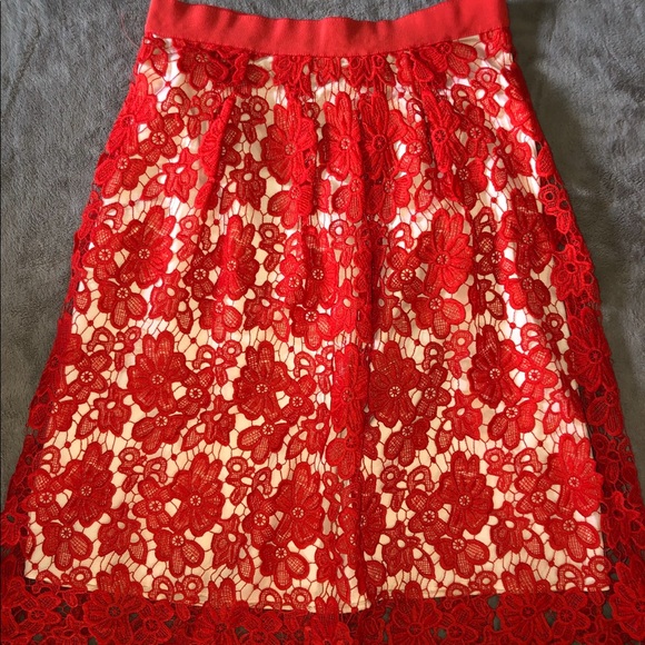 Red Floral Skirt - Picture 1 of 7